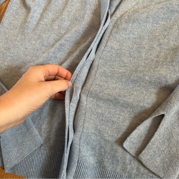 3.1 phillip lim XS sky blue cashmere cardigan with hidden buttons side slit - Picture 4 of 11